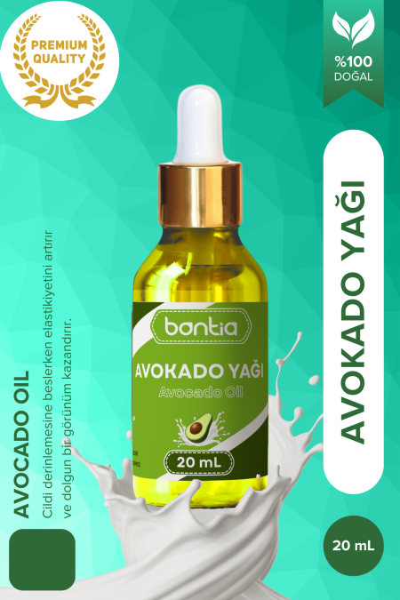 20 ml Bontia avokado yağı, kuru ciltleri ve saçları derinlemesine beslemeye destek verir.